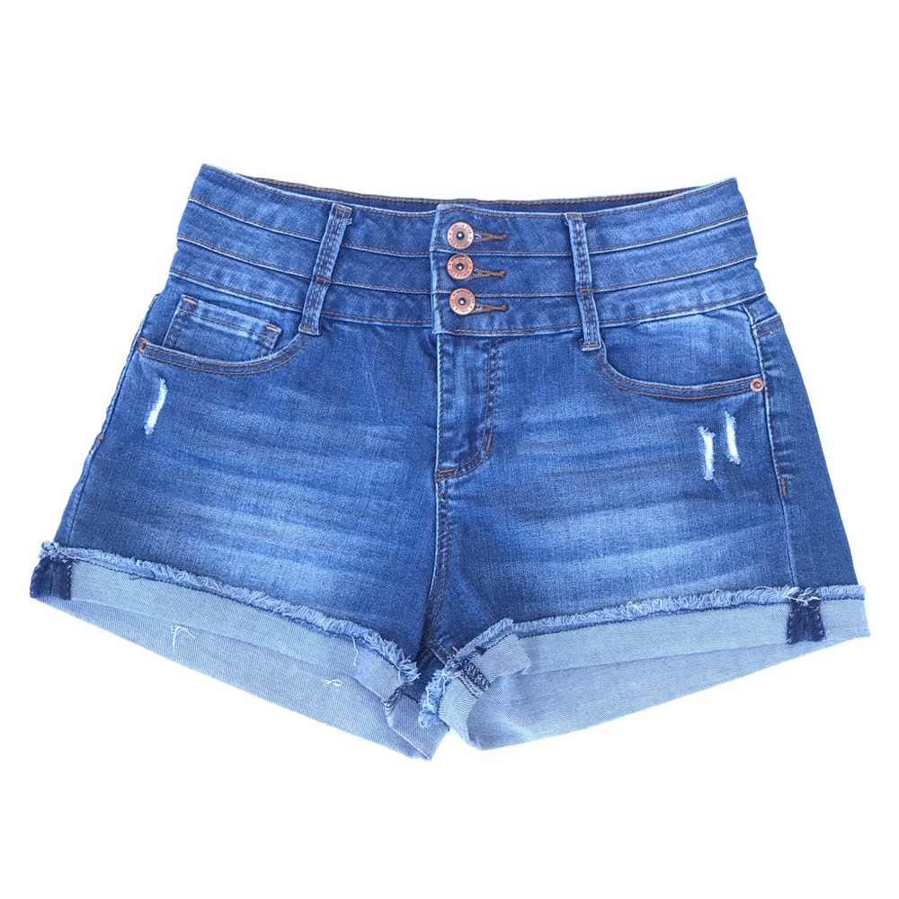 High waisted distressed shorts